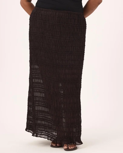 Atmos&Here Curvy - Cleo Smocked Maxi Skirt With Tie Waist