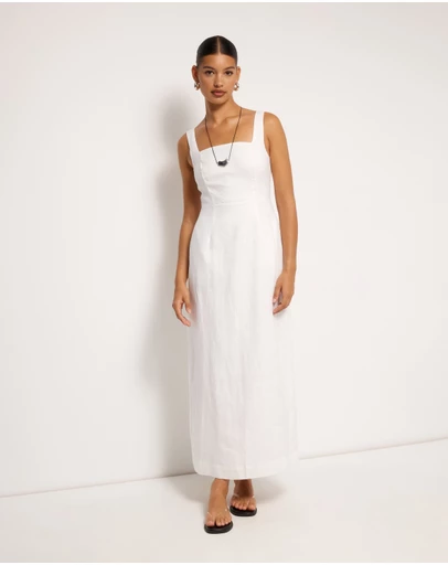AERE - Kaili Linen Square Neck Maxi Dress