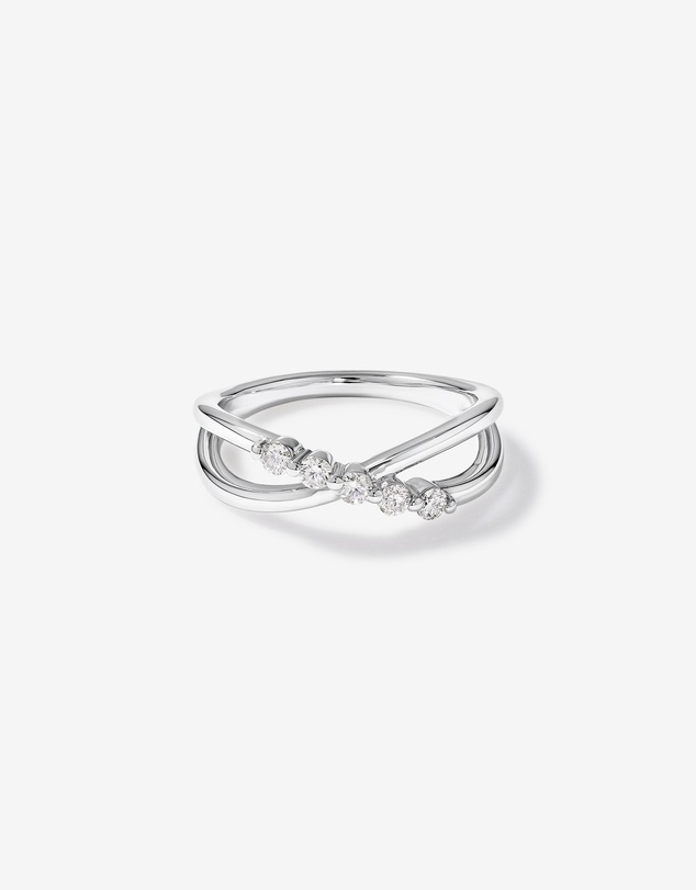 Michael Hill - 0.20 Carat TW Round Brilliant Diamond Crossover Ring in Sterling Silver