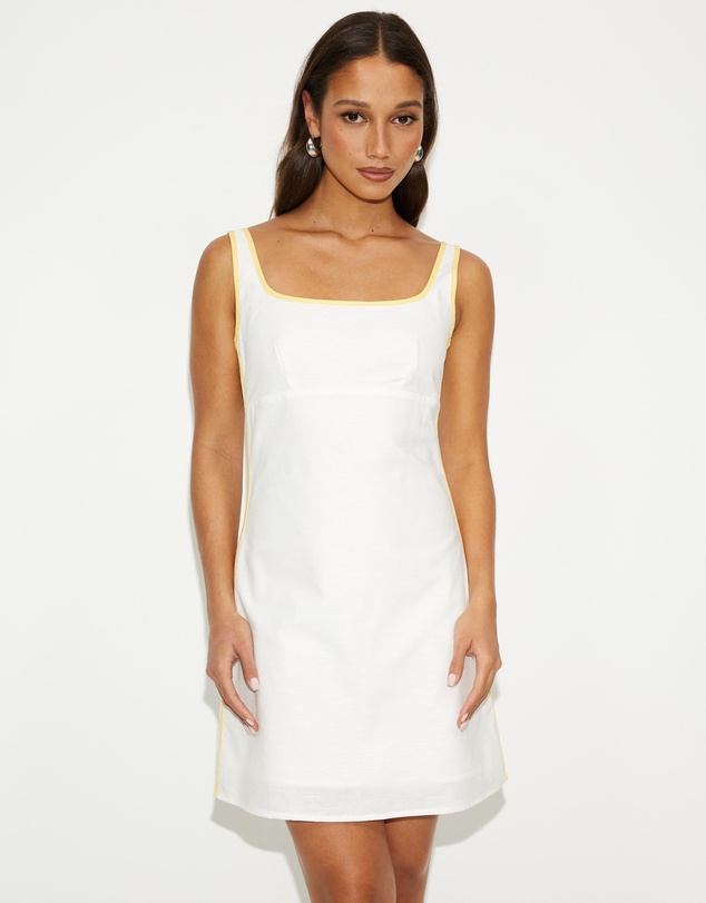 Dazie - Guava Stripe Linen Blend Mini Dress