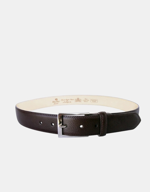 Henry Bucks - HENRY SARTORIAL x LEYVA Pebble Leather Belt BROWN