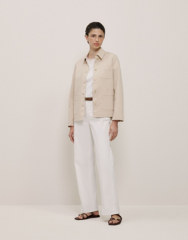 Trenery - Garment Dyed Denim Pocket Detail Jacket in Sandstone