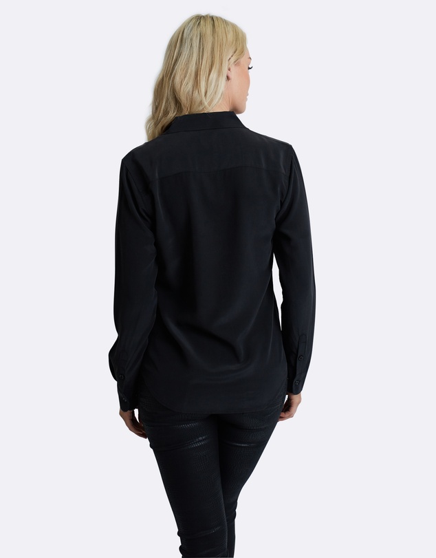 The Fable - Midnight Black Silk Shirt
