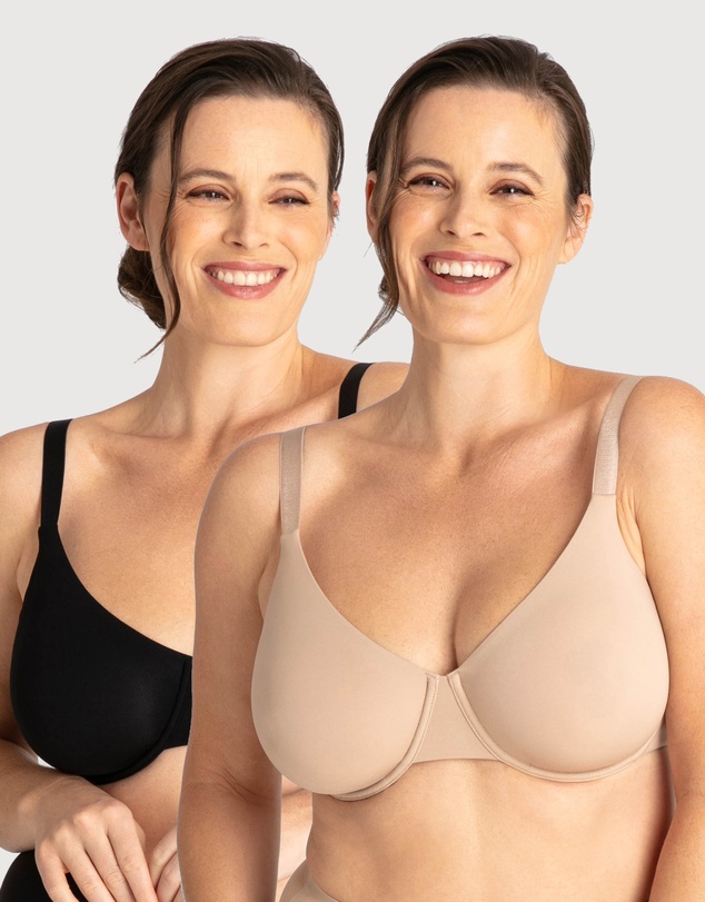 Ava & Audrey  - Underbliss by Ava & Audrey Invisibliss Moulded Microfibre Underwire Bra 2 Pack