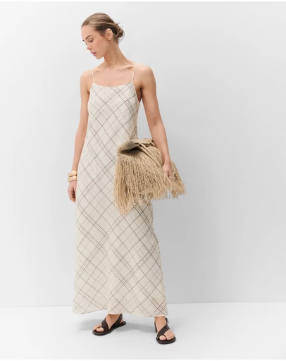 UNISON - Ramie Check Slip Dress