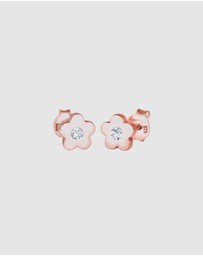 Elli Jewelry - Earrings Kids Flower Crystals 925 Sterling Silver Rose Gold-Plated