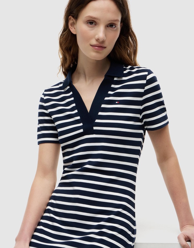 Tommy Hilfiger - Slim Open V-Neck Polo Dress