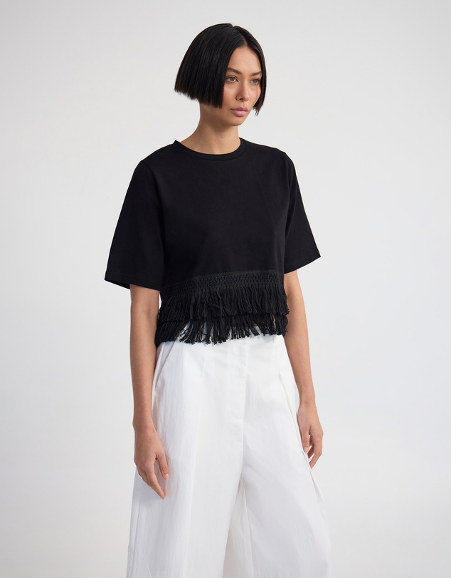 Oxford - Bria Cotton Fringe Trim T-Shirt