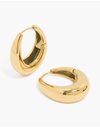 Lovisa - Waterproof Gold Plated Stainless Steel Oval Hanging Hoop Earrings