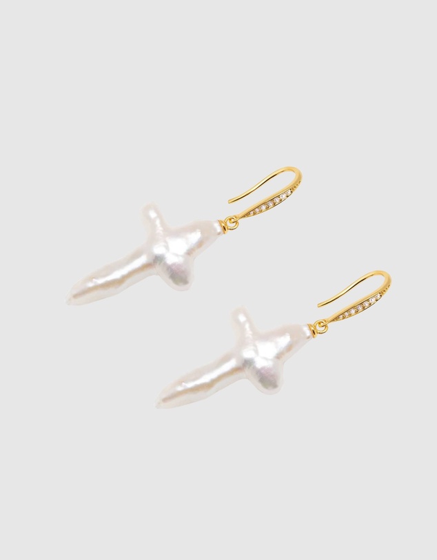 Nialaya Jewellery - Pearl Cross Earrings