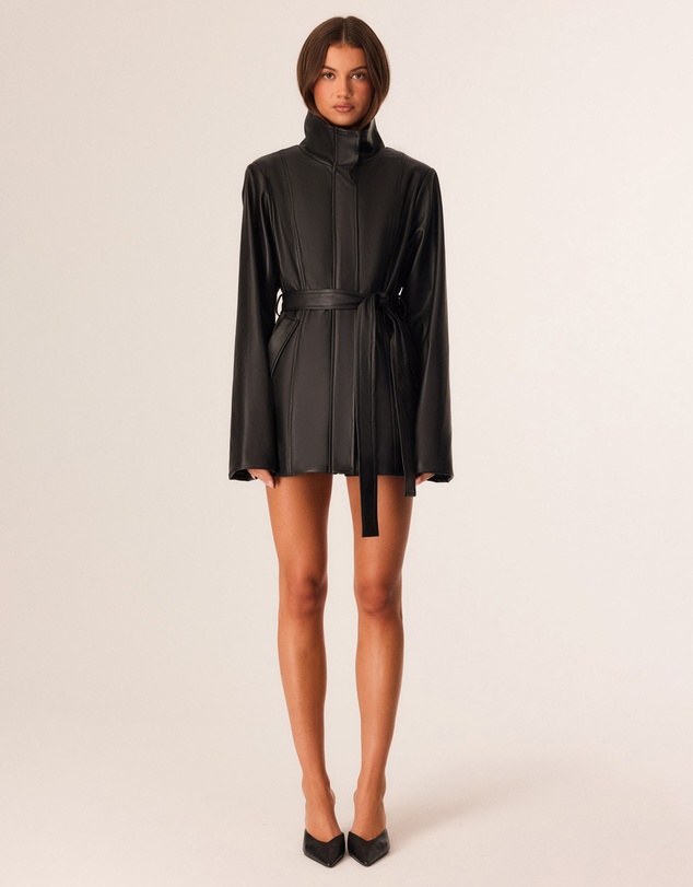SNDYS - Scarlet Faux Leather Funnel Jacket