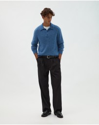 AERE - Brushed Alpaca Blend Knit Polo