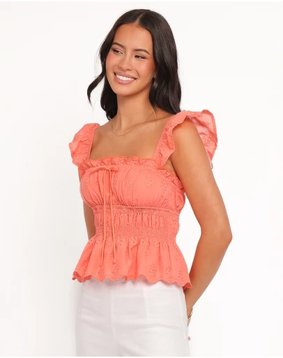 Petal & Pup - Melissa Peplum Top - Coral