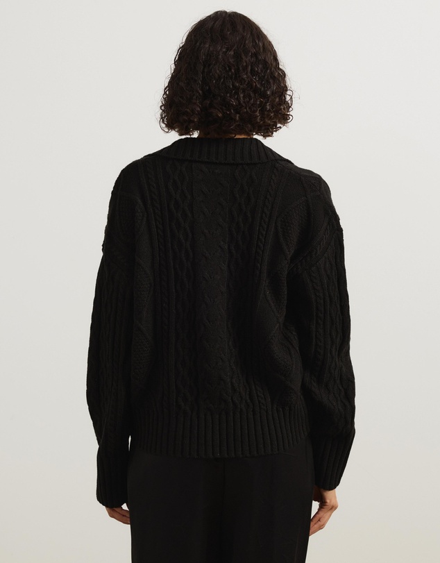 Atmos&Here - Faye Cable Knit Pullover With Collar