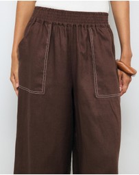 AERE - Contrast Stitch Linen Pants