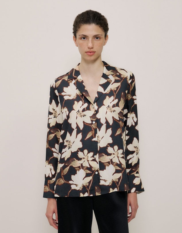 Trenery - Calais Modal Camp Collar Shirt in Black