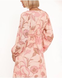 Petal & Pup - Kolby Long Sleeve Midi Dress - Pink Floral
