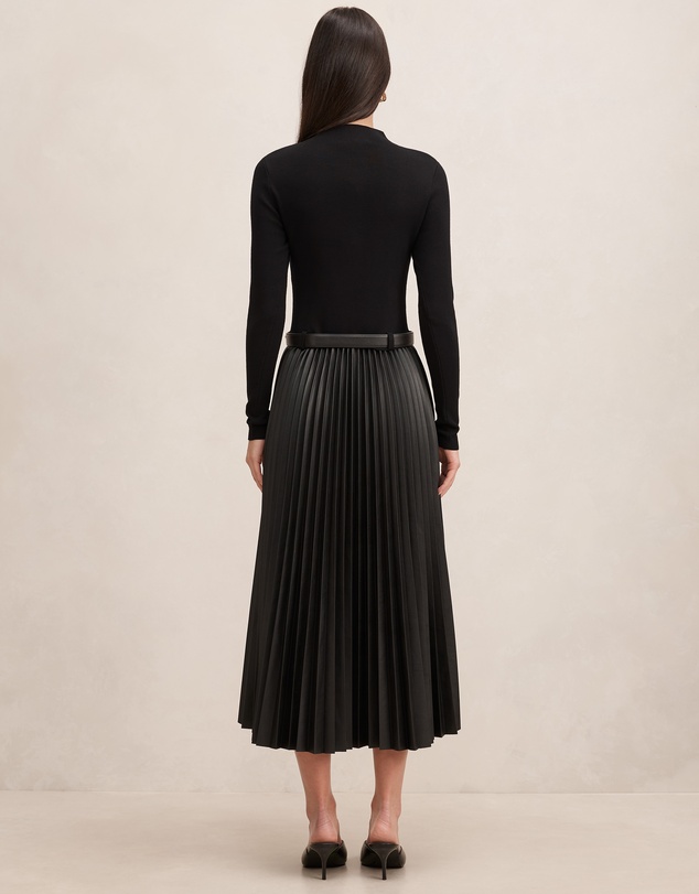 Forever New - Gianna Vegan Leather Pleated Midi Dress