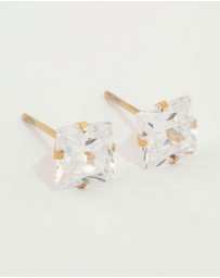 Lovisa - Waterproof Gold Plated Stainless Steel Princess Cut Cubic Zirconia Stud Earrings