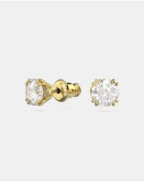 Swarovski - Stilla stud earrings, Round cut, White, Gold-tone plated