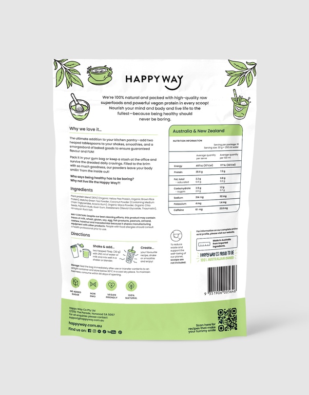 Happy Way - Matcha Latte Vegan Protein Powder