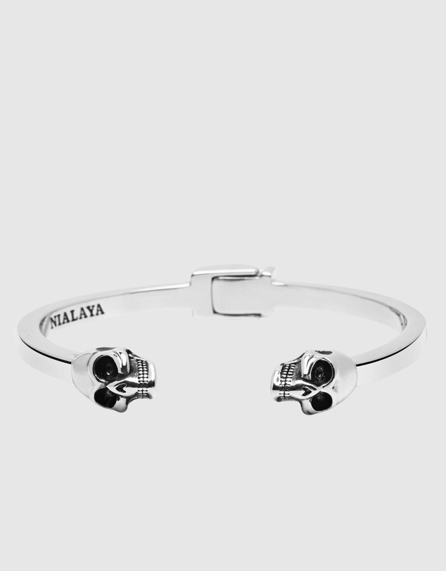 Nialaya Jewellery - Men's Silver Skull Bangle