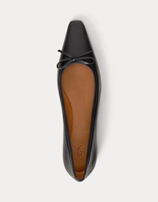 Polo Ralph Lauren - Pointed Leather Ballet Flats - Women's