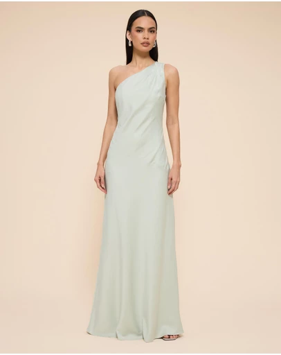 CHANCERY - Hallie Satin One Shoulder Drape Maxi Dress
