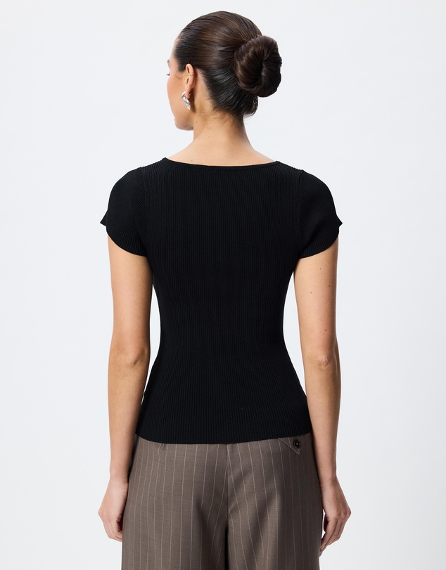 Tussah - Charlotte Cap Sleeve Boat Neck Knitted Top