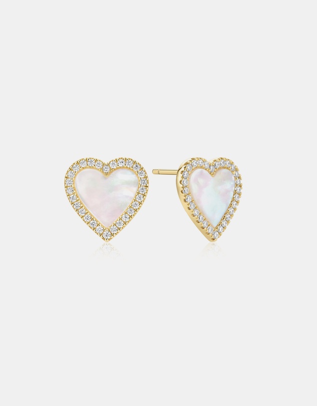 Ania Haie - Ania Haie Gold Mother of Pearl Halo Heart Stud Earrings