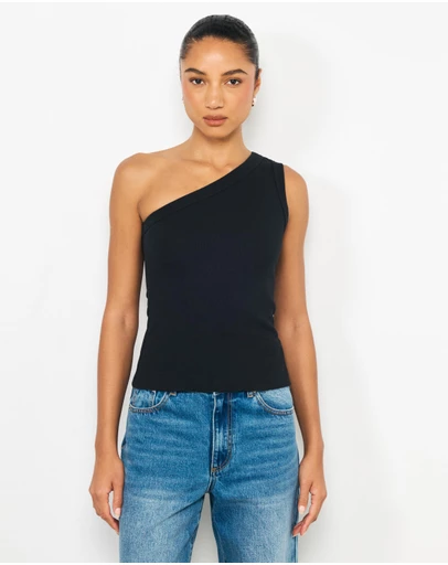 AERE - Elsa One Shoulder Ribbed Tank
