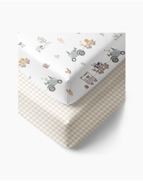 Living Textiles - 2 Pack Organic Cot Fitted Sheet - Tractor Ride