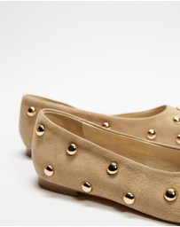 AERE - Studded Suede Ballet Flats
