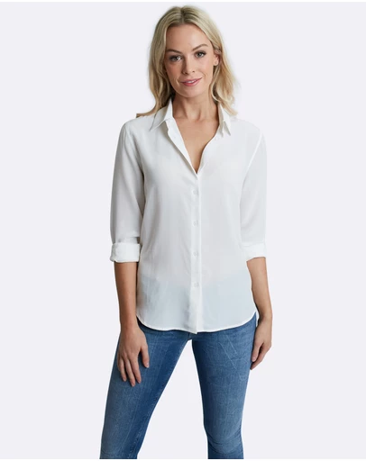 The Fable - True White Silk Shirt