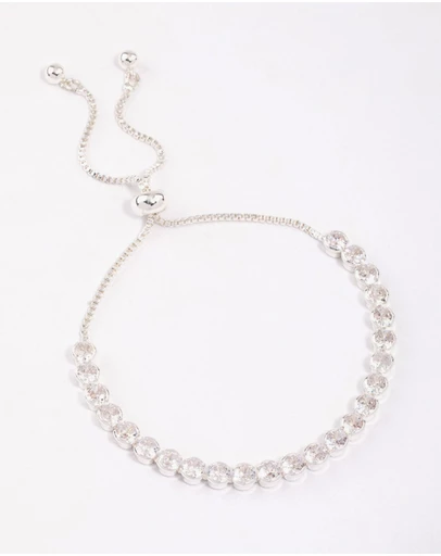 Lovisa - Silver Plated Round Cubic Zirconia Toggle Tennis Bracelet