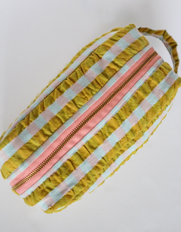 Mosey Me - Pink Quartz Seersucker Dopp Kit