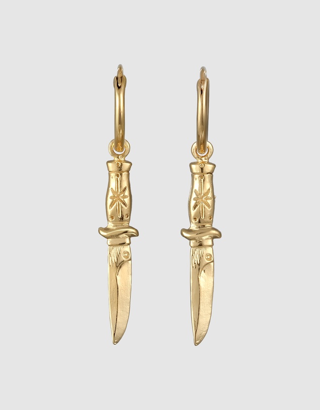 Haze & Glory - ICONIC EXCLUSIVE - Earrings Hoops Men Dagger 925 Sterling Silver Gold-Plated