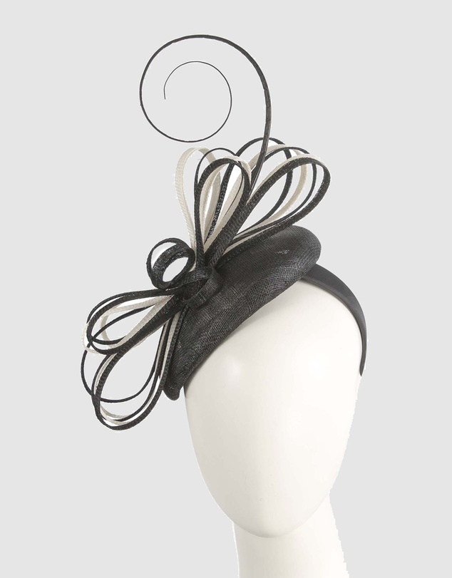 Max Alexander - Pillbox Black Cream Pillbox Fascinator