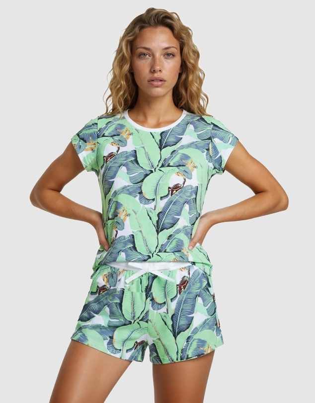 Sant And Abel - Women's Martinique® Green Banana Leaf Jersey Short PJ Set