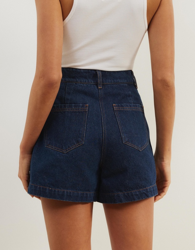 Atmos&Here - Devon Pleated Denim Shorts
