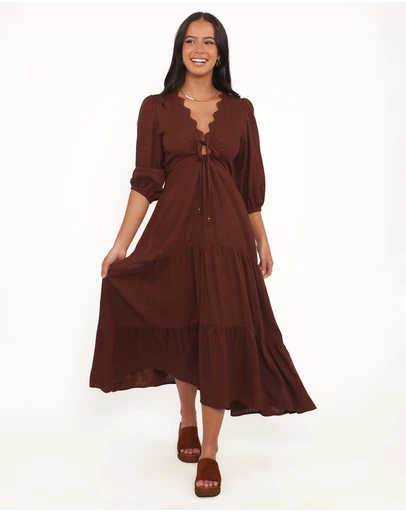Petal & Pup - Eleonara Midi Dress - Chocolate