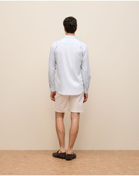 Trenery - Tailored Fit Soft Long Sleeve Shirt in Ice Blue