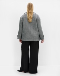 City Chic - Plus size Lola Short Herringbone Melton Coat - black