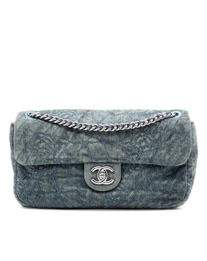 Pre-Loved by Azura Reborn - Pre-Loved Medium Embroidered Denim Camellia Flap