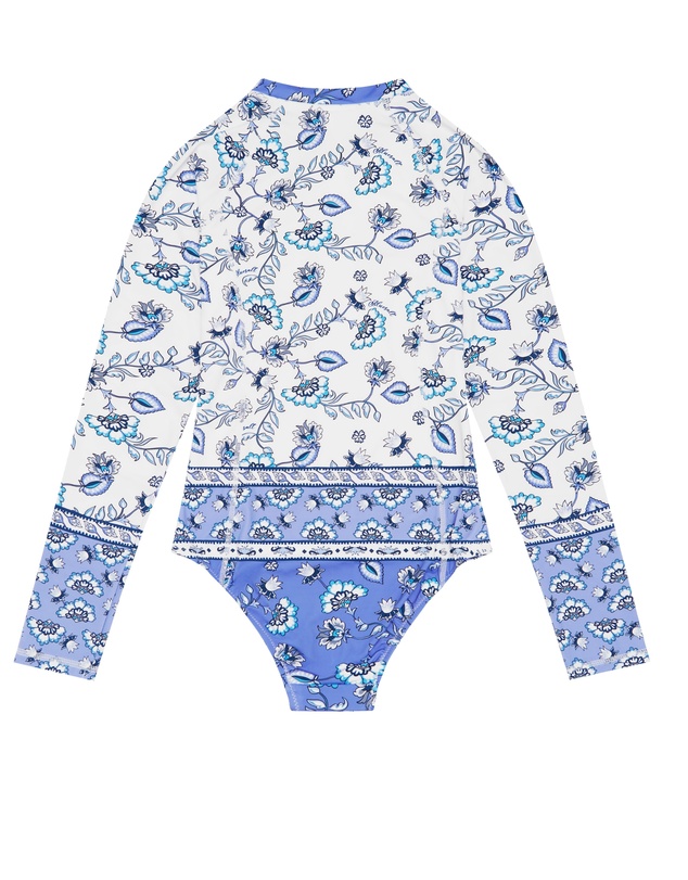 Bluesalt Beachwear - Boho Long Sleeve Surf Tank One Piece Swimsuit - Teen Girls