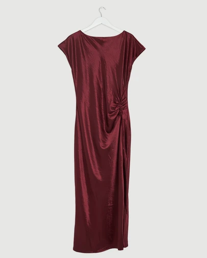 Revibe - Repaired Tussah Amy Boat Neck Satin Midi Dress - AU 14