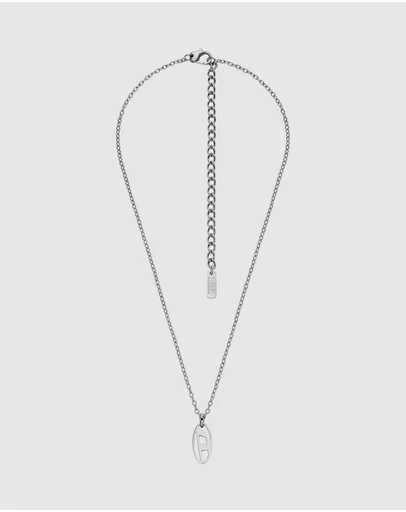 Diesel - Oval D Logo Silver tone Necklace