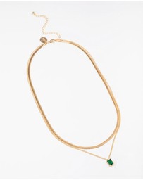 Lovisa - Gold Plated Baguette Snake Emerald Layered Necklace