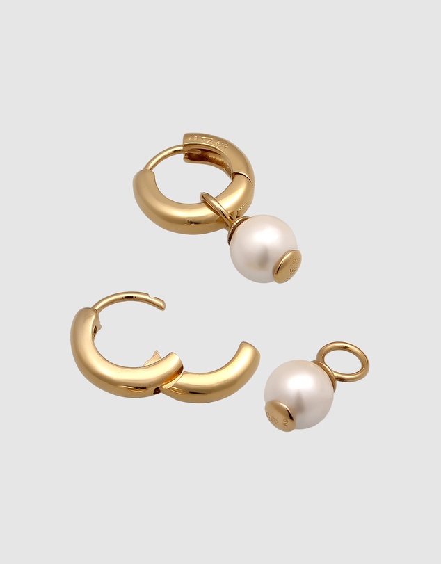 Kuzzoi - ICONIC EXCLUSIVE - Pearl Hoop Earrings in Gold-Plated 925 Sterling Silver