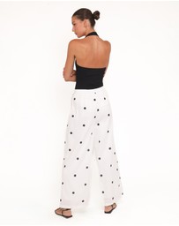 Petal & Pup - Valora Wide Leg Pant - White Black Polka Dot